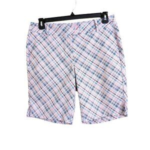 Callaway Opti Dri Golf Shorts Womens Size 10 Pink Blue Plaid Check Pockets